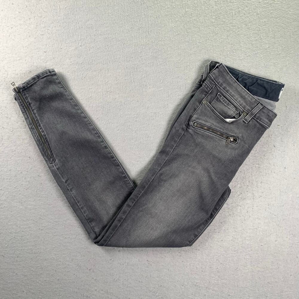 Paige Jane Zip Evie No Whiskers Jeans Women's 28 Gray Skinny Zipper Hem